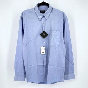 NWT BOSS HUGO BOSS Mens Light Blue Long Sleeve Dress Shirt 15 1/2 34 35 Cotton